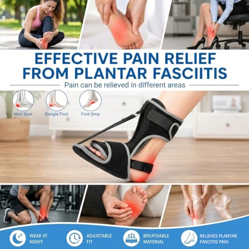 Plantar Fasciitis Night Splint, One Size Men & Women, Black
