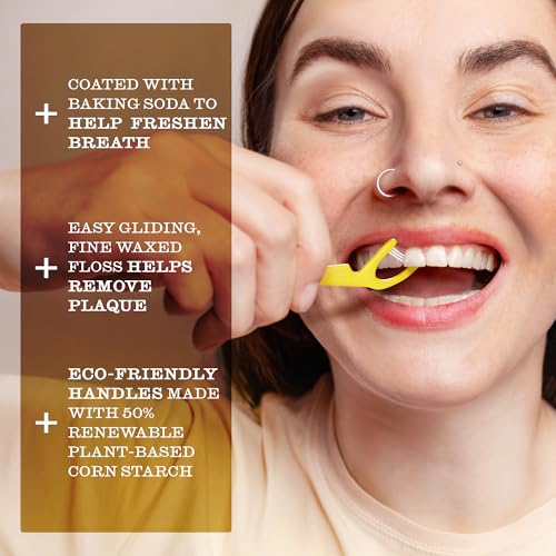 Twice 3-Strand Floss Picks – Dual Action Flosser & Toothpick, Wax-Coated Floss & Eco-Friendly Cornstarch Handles, Vegan, Shred Resistant, Strong Mint, 300 Ct (Pack of 2) 300 Count (Pack of 2)