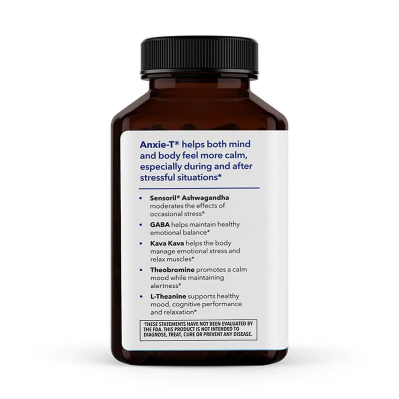 Anxie-T - Stress Relief Supplement - Supports Mood & Mental Focus - Feel Calm and Relaxed - Eases Tension & Nervousness - Ashwagandha, Kava Kava, GABA & L-Theanine - 120 Capsules 120 Count (Pack of 1) Original