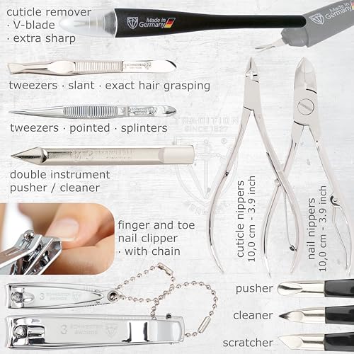 3 Swords Germany – manicure pedicure set kit (141) SYNTHETIC LEATHER - OSTRICH BROWN