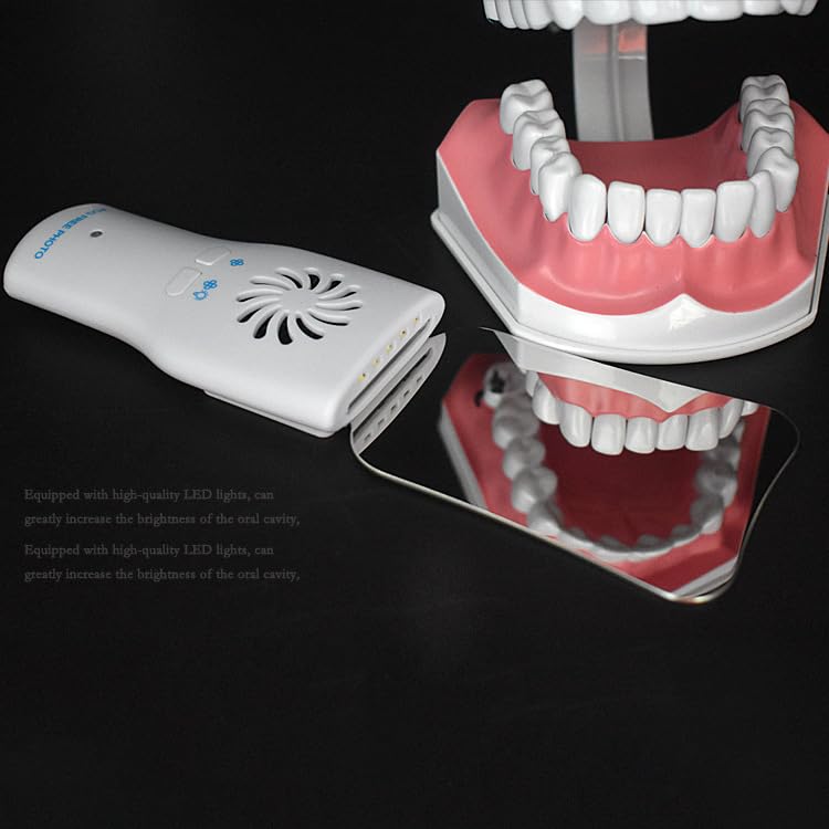 Dental Scope Mirror Handle, Anti Fog Doublesided Mirror Handle with LED Light Oral Inspection Kit for Teeth Oral Cavity Care, Dentist Tool, 12x6x2cm/4.7x2.4x0.8in