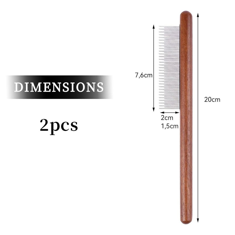 BZKSER cat comb - 2 pieces wooden cat comb, cat brush long hair short hair, stainless steel dog comb, flea comb for cats, suitable for all lengths, effectively removes tangles, mats and loose hair - BeesActive Australia
