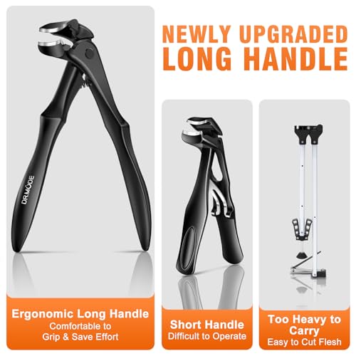 DRMODE Toenail Clippers for Thick Toenails for Seniors Long Handled Black Extra Large