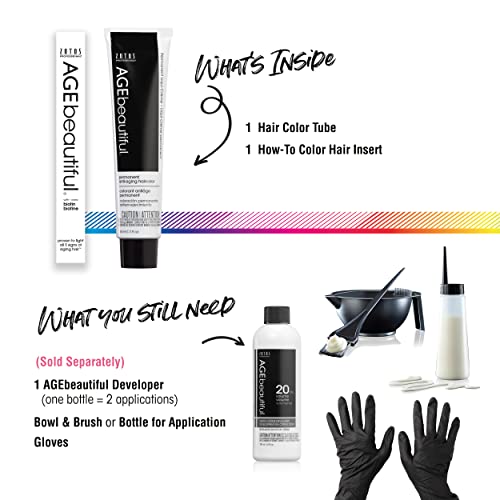 AGE beautiful Permanent Hair Color Cream, 100% Gray Coverage Hair Dye with Biotin Anti-Aging Formula for Fuller, Thicker Hair, Professional Salon Quality Hair Color Dye & Developer 7NNV Dark Intense Neutral Violet Blonde