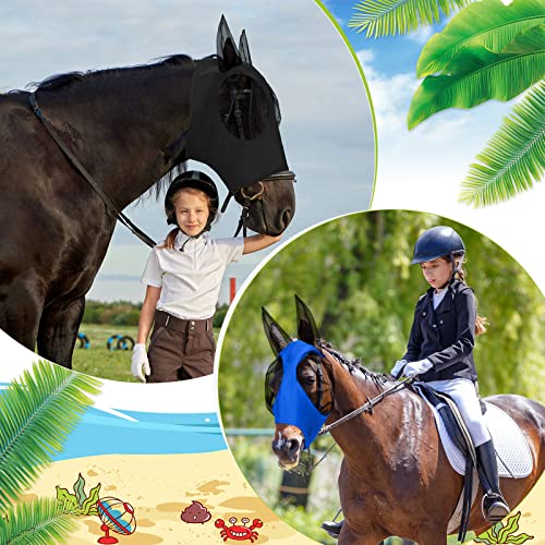 Weewooday 3 Pcs Horse Fly Masks for Horses Fly Masks with Ears Smooth and Elasticity Fly Mask with UV Protection(Black, Gray, Blue, L) Black, Gray, Blue - BeesActive Australia