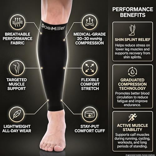 Doc Miller Calf Compression Sleeves for Petite Women & Men, 20-30 mmHg 3X-Large Beige