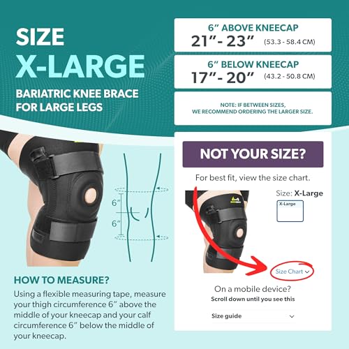 BraceAbility Bariatric Knee Brace for Large Legs - Plus Size Knee Brace with Side Stabilizers for Big Men or Women, Arthritis, Patellar Tendonitis, Obese Chondromalacia Pain, Instability (X-Large) XL