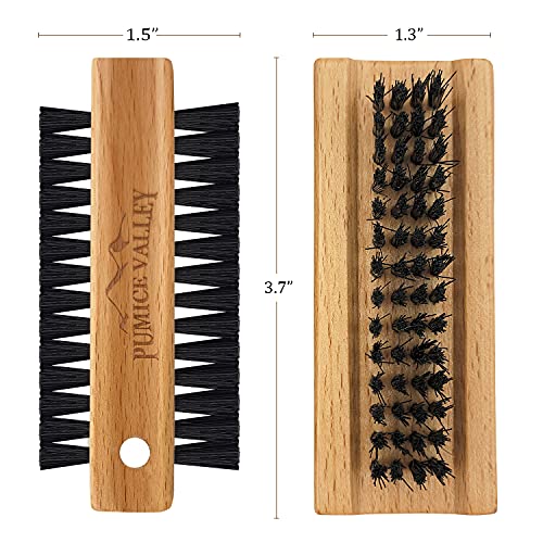 Wooden Cleaning Finger Nail Brush with Nylon Charcoal Bristles (Beechwood) Brown 2-sided Brush