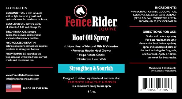 Fence Rider Hoof Oil Spray, Premium Blend of Natural Oils and Nutrients to Balance Hoof Moisture, While Working to Correct Cracks and Counteract Rot. 16 oz Ready to Use (16 oz) - BeesActive Australia