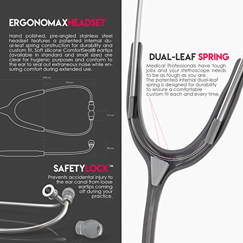 MDF Instruments Acoustica Lightweight Stethoscope for Doctors, Nurses, Students, Silver/Gray tube + MDF LUMiNiX Illuminator Medical Professional Diagnostic Penlight