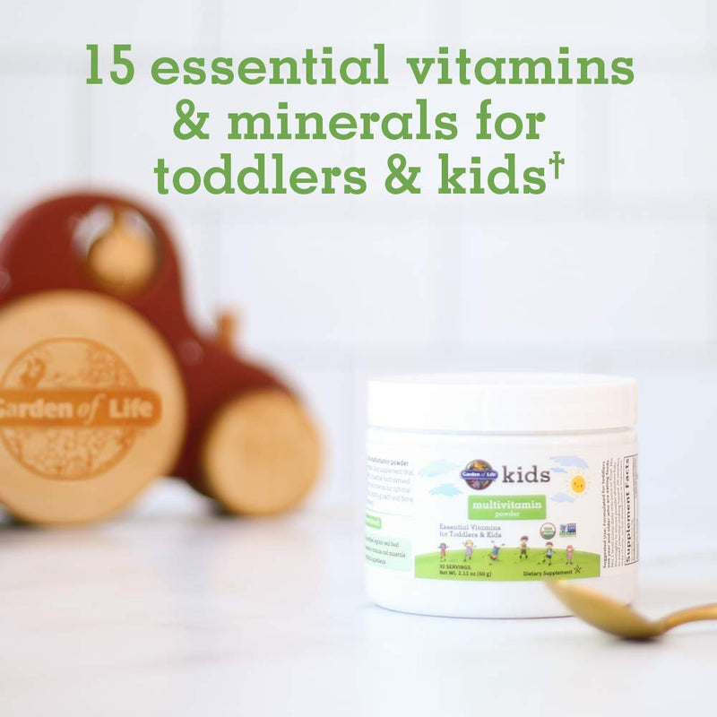 Garden of Life Kids Multivitamin Powder,Daily Vitamins and Minerals for Toddlers&Kids-Organic Toddler Multi Powder with 15 Vitamin C,D3,Zinc for Healthy Growth-Gluten Free-30 Day Supply,(Pack of 2) 2.11 Ounce (Pack of 2)