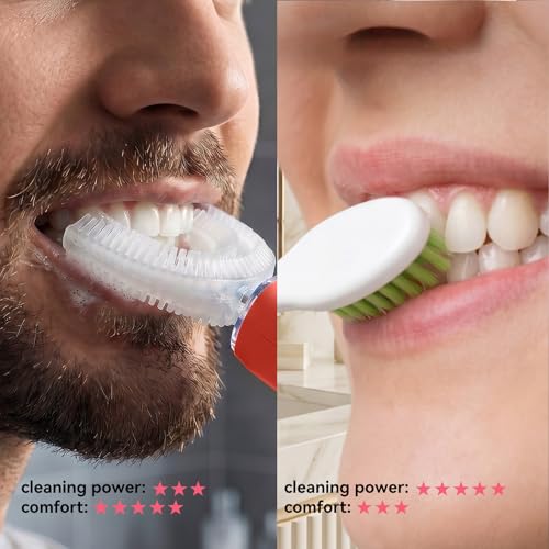 Adult Ultrasonic Electric Toothbrush, u Shaped autobrush Toothbrush Game Console - Pink