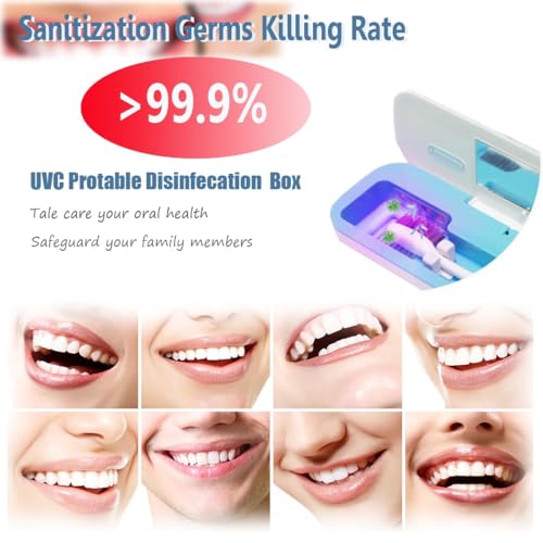 UV-C Toothbrush Case for Travel, Portable Toothbrush Case with Holder, USB-C or AA Battery Powered, Plastic Tooth Brush Container Cover for Household STB-062 Blue