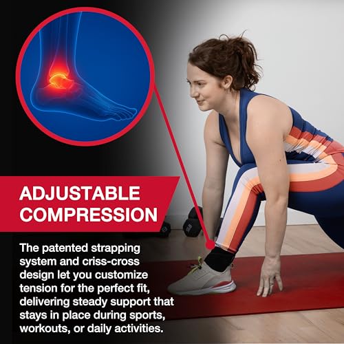 MUELLER Sports Medicine Adjustable Ankle Brace for Men and Women, Ankle Stabilizer for Compression and Pain Relief Support, Ideal for Sprains, Strains, Arthritis, Black, One Size 1 Count (Pack of 1)