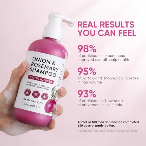Svvimer Onion Rosemary and Biotin Shampoo - Hair Growth Shampoo for Hair Loss and Thinning Hair - Thickening and Strengthening Formula for Men and Women - 13.5 Fl Oz (Pack of 1) 13.5 Count (Pack of 1)