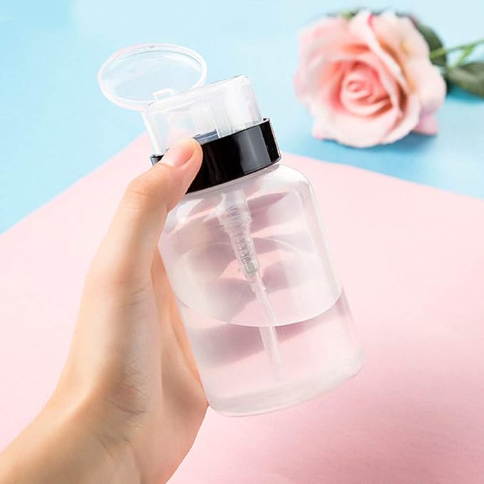 Ruier-tong Pump Dispenser Nail Pump Bottle 200ml Nail Cleaner Bottle Lotion Bottle Travel Lockable Empty Bottle Empty Container Gel Cleaner Gel Remover Nail Care Cosmetic Refill Container (1 Piece, White) - BeesActive Australia