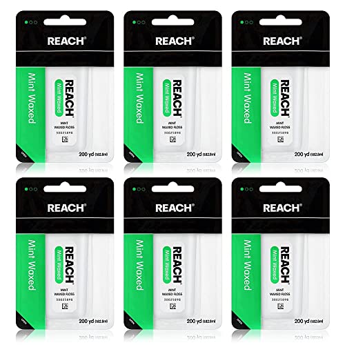 Reach Waxed Dental Floss Bundle with Mint Flavored 200 YD, 6pk and 55 YD, 6pk