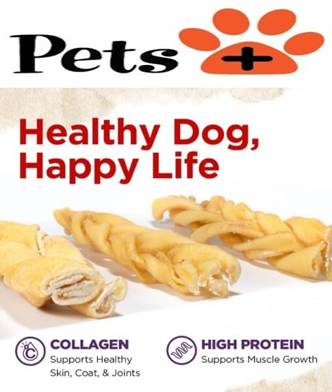Pets Plus Premium Dog Treats – 3-Pack Braided Cheek Collagen Sticks for Dogs – Long-Lasting, Natural, High Protein Chew – Rawhide Alternative for Medium & Large Dogs 1 Ounce (Pack of 1)