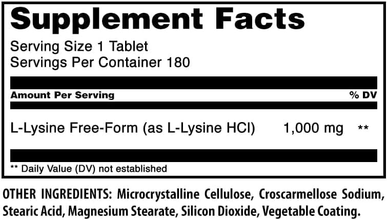 Amazing Formulas L-Lysine 1000mg Amino Acid Tablets Supplement | Non-GMO | Gluten Free | Made in USA (180 | 2 Pack) 180 | 2 Pack
