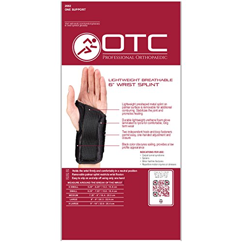 OTC Wrist Splint, 6-Inch Petite or Youth Size, Wrist Sprains, Post Cast Removal, Lightweight Breathable, Medium, 6 Inch (Left Hand) Medium (Pack of 1) 6 Inch (Left Hand)