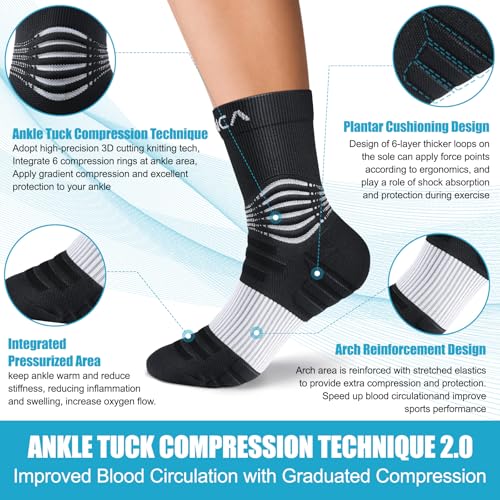 NEENCA Professional Compression Socks for Women Men Circulation, 20-30 mmHg Black White XX-Large