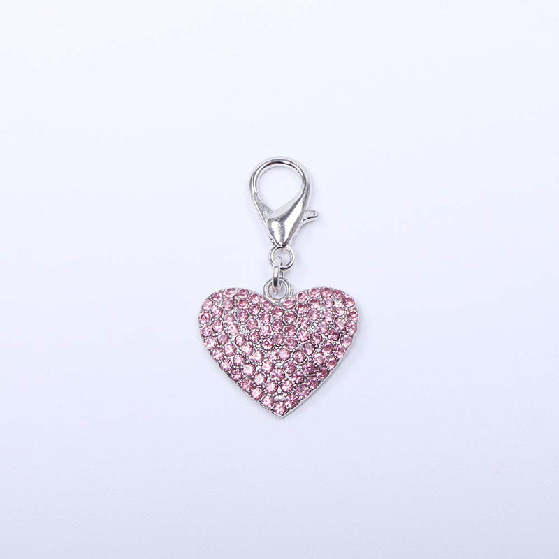 Dog and cat shiny heart shape full rhinestone charm pendant Pink - BeesActive Australia