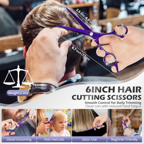 21Pcs 440C Hair Cutting Scissors Kit, Hair Scissors & Thinning Scissors Set Purple