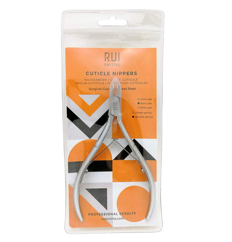 Rui Smiths Professional Cuticle Nippers | Precision Surgical-Grade Stainless Steel Cuticle Trimmer, French Handle, Double Spring, 5mm Jaw (Half Jaw) Double Spring 5mm Jaw