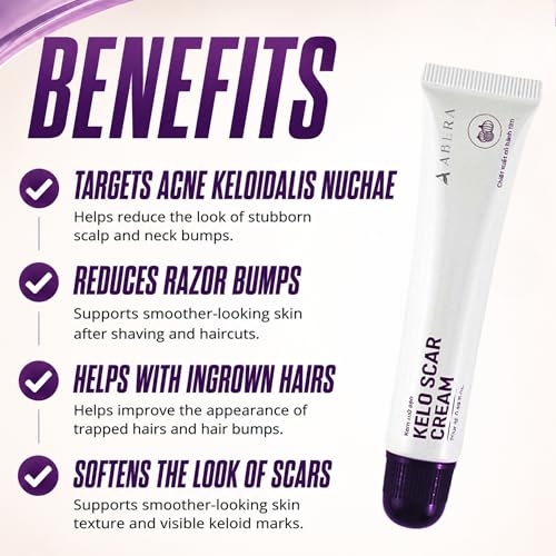 ABERA Kelo Scar Cream – Scar Removal Cream for AKN Bump Treatment, Razor Bump Treatment for Men & Keloid Bump Removal with Purple Onion & Black Reishi 1 Box