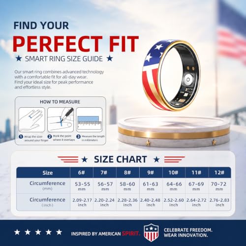 Smart Ring Fitness Tracker Men & Women, Health Sleep Tracker (Gold, #9)
