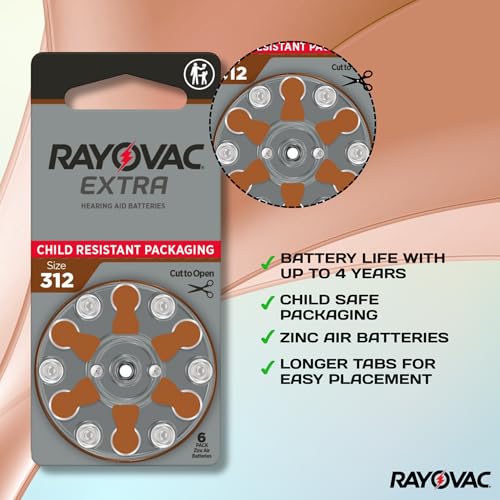 Rayovac Hearing Aid Battery, Size 312 (60 Batteries) 312 AU - Brown