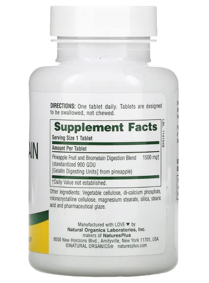 Natures Plus Ultra Bromelain - 1500 mg, 60 Vegetarian Tablets - Highest Potency & Quality Bromelain Supplement -Gluten-Free - 60 Servings 1 - BeesActive Australia