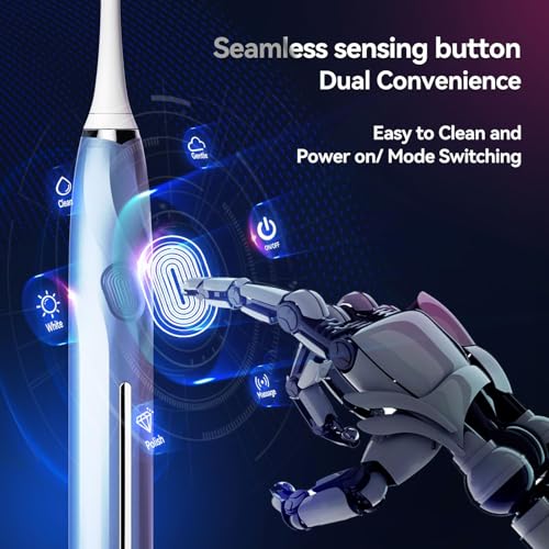 SEAGO Electric Toothbrush with Pressure Sensor for Adults, 8 Heads Navy
