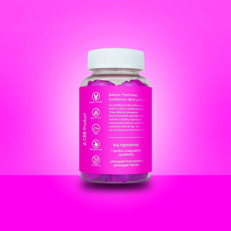 Curvy Body Bears CBB Perfect PH Probiotic Gummies for Women with Vitamin C | Daily Feminine Wellness Supplement | Pineapple Flavor | 60 Gummies