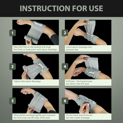 ASA TECHMED 5 Pack Emergency Trauma 6" Israeli Style Bandage - Combat Military Style Battle Wound Dressing First Aid IFAK