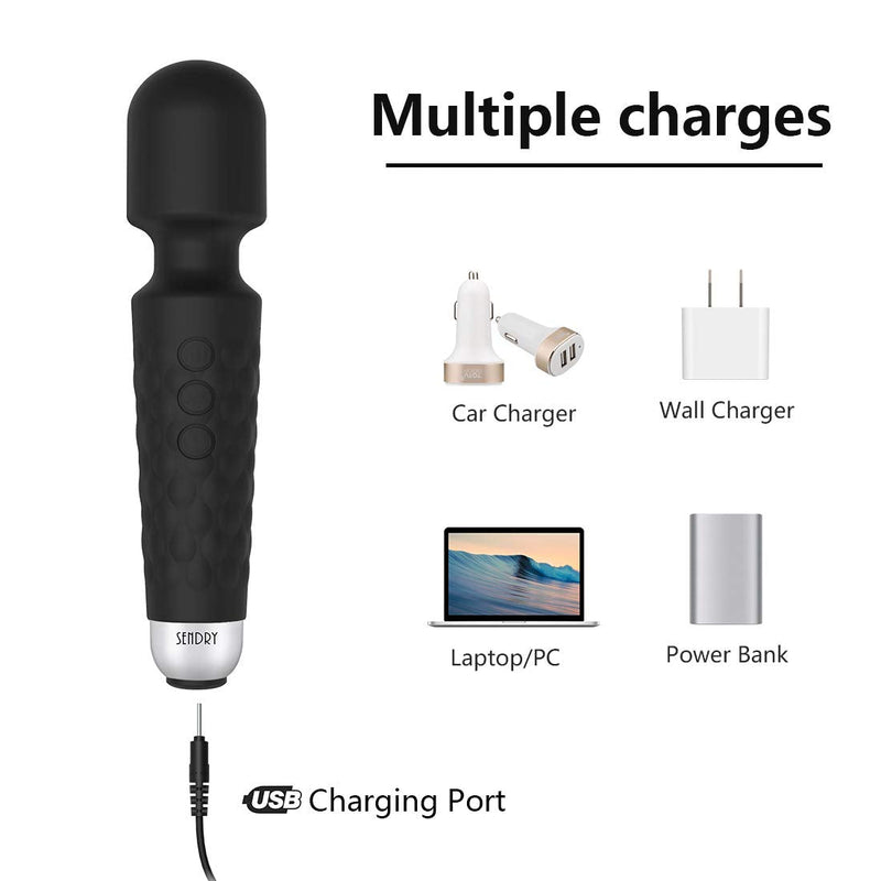 Female Vibrator, G-Spot & Sex Toy, 20 Modes & 8 Speeds Wand Massager, Quiet, Waterproof, USB Rechargeable Vibrator, Hand-Held Cordless Sex Toys Vibrator for Her Pleasure, Female Adult Toy (Black) Black - BeesActive Australia