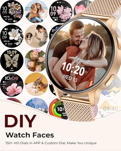 Iaret Smart Watch for Women, 1.27" HD Fitness Tracker with 4 Bands & Necklace Gift Set, Heart Rate SpO2 Sleep Monitor, 120+ Sport Modes, Call & Notifications, Smartwatch for Android iPhone, 40mm Starlight