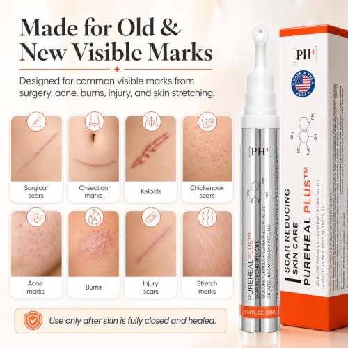Patented Silicone Gel for Scars, Surgery, Burns & Acne 13g - Surgeon-Developed Scar Removal Cream for Surgical Scars, Old & New Scars, C-Section, Keloids, Stretch Marks, Made in USA