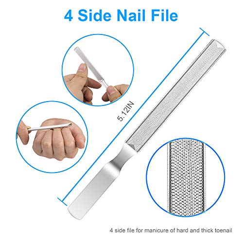 4Pcs Upgraded Toe Nail Clippers Set for Thick Nail or Ingrown Toenail Tool - Premium Sharp Toenail Clipper, File, Cuticle Pusher, Lifter - Professional Stainless Steel Manicure Pedicure Tools by ovwo