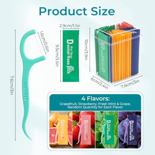 200Pcs Individually Wrapped Dental Floss Picks, Travel Floss Single Bag 200