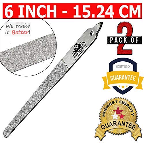 BeautyTrack 6-Inch Diamond Deb Nail File, for Manicure, Pedicure, Grooming Foot Skin, Podiatric Foot Care Instruments, Stainless Steel (Pack of 2, 2026 Stock), Pouch