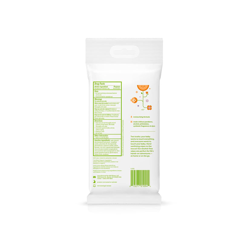 Babyganics Alcohol-Free Hand Sanitizing Wipes, Mandarin, Kills 99.9% of Common Bacteria, Moisturizing, 80 ct (20 count, 4 pack), Packaging May Vary - BeesActive Australia