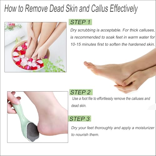 Hard Skin Remover Nano Glass Foot File - Foot Callus Remover with Handle Foot File Callus Remover with Nano-Level Grinding Points Durable Foot Scrubber Dead Skin Removal for Wet Dry Feet (Green) Green