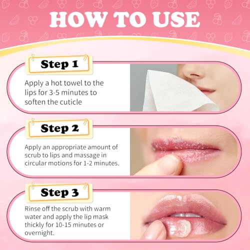 4PCS Lip Scrub and Mask Set,Reduce Fine Lines Lips Care Set