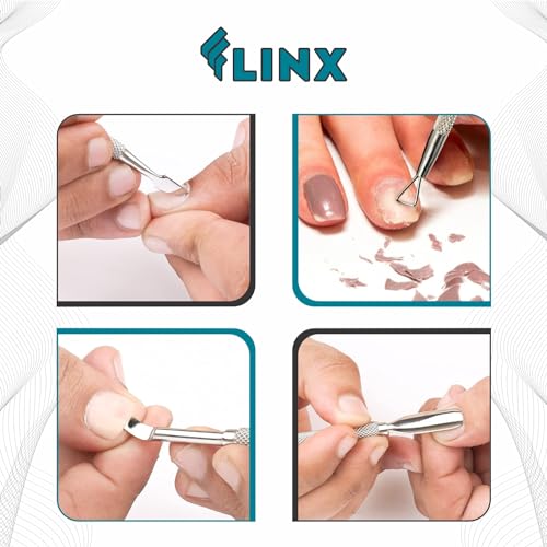 FLINX Metal Cuticle Pusher Tool 4 Pcs Nail Manicure Tools Nail Tᴏols for Manicure & Pedicure, Metal Cuticle Pushers and Scraper, Nails Cuticles Pusher Cuticle Tools for Nails Pusher Set 1