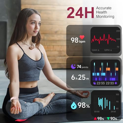 Fitness Tracker,Smart Watch with 24/7 Heart Rate Blood Oxygen Sleep Monitor,1.47" HD Touchsreen with Step & Calorie Counter 100+ Sport Modes Health Activity Trackers for Men and Women (Pink) Pink