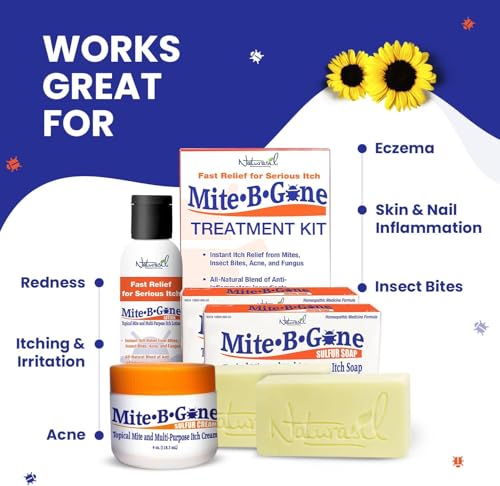 Mite Treatment for Humans 2-Step Kit, Sulfur Lotion & Soap by Mite-B-Gone 2pc Set (Lotion & Soap)