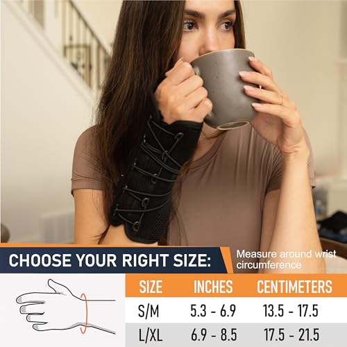 Comforband Quick-Strap Wrist & Thumb Spica Splint – Adjustable Support Brace for De Quervain's Tenosynovitis, Tendonitis, Arthritis, Sprains, and Fractures (Left Hand, L/XL) Left Hand
