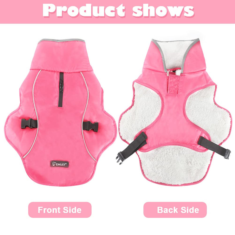 EMUST Dog Cold Weather Coats, Fleece Lining Small/Medium/Large Dog Jacket for Winter, Warm Waterproof Dog Winter Clothes for Large Dogs, Pink, XL X-Large - BeesActive Australia