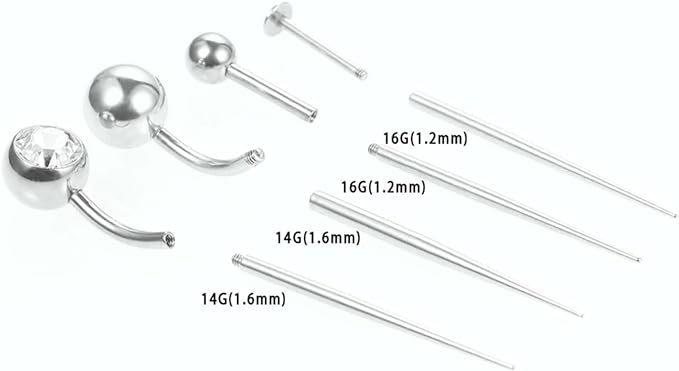 Stainless Steel Perforated Auxiliary Guide Rod Inside and Outside Thread Rod Lip Nail Connection Rod to Avoid Scratches Body Piercing Tool Professional - BeesActive Australia